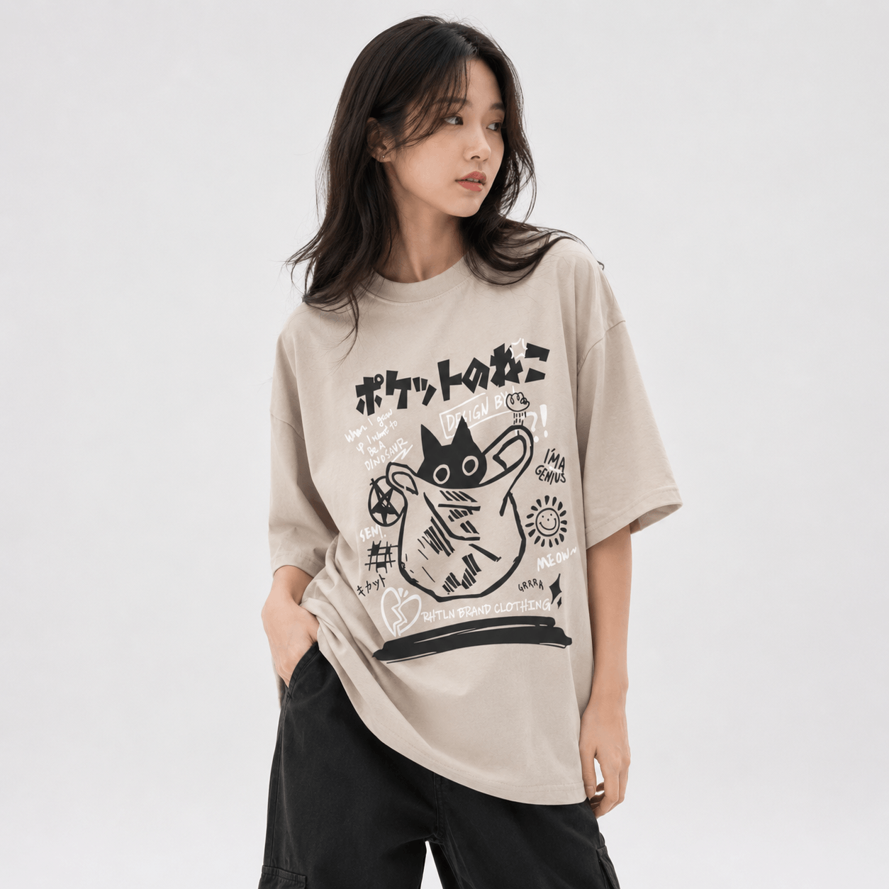 Japanese-theme Black Cat in a Bag Unisex Tee – Kawaiies