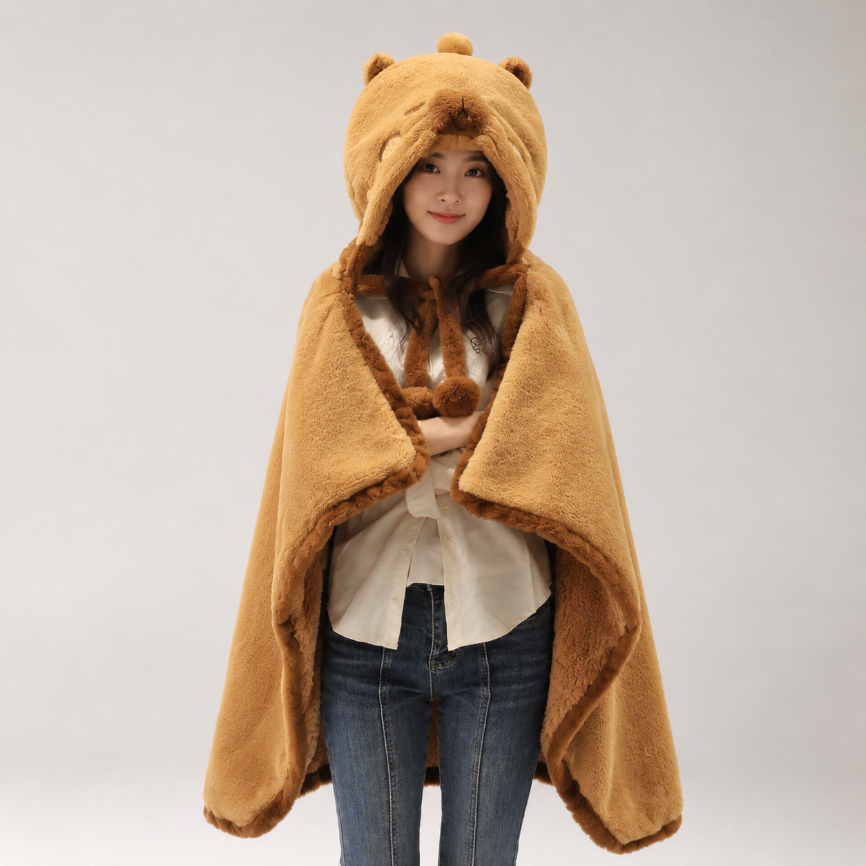 Fluffy Capybara Cloak Hooded Blanket Cape – Kawaiies
