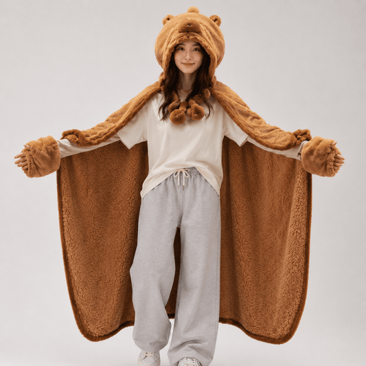 Kawaiies Collection - Apparel - Fluffy Capybara Cloak Hooded Blanket Cape
