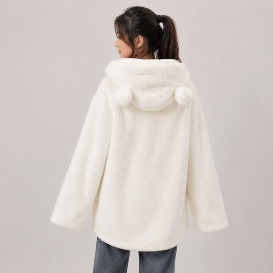 Kawaiies Collection - Jacket - Bear Soft Faux Fur Hooded Coat