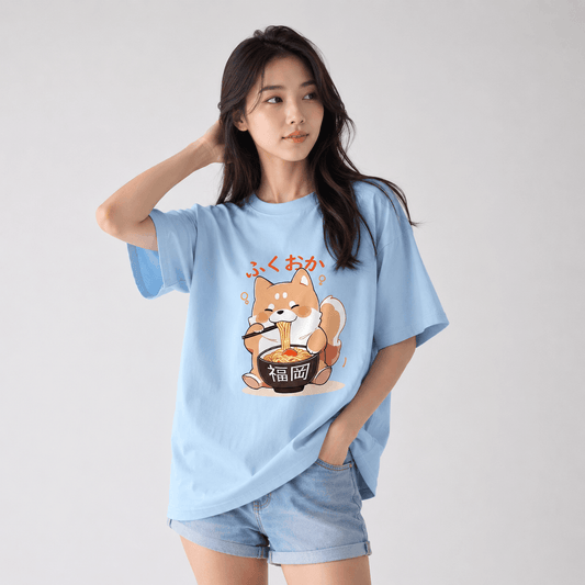 Kawaiies Collection - Apparel - Cute Shiba Inu Slurping Ramen Unisex Tee