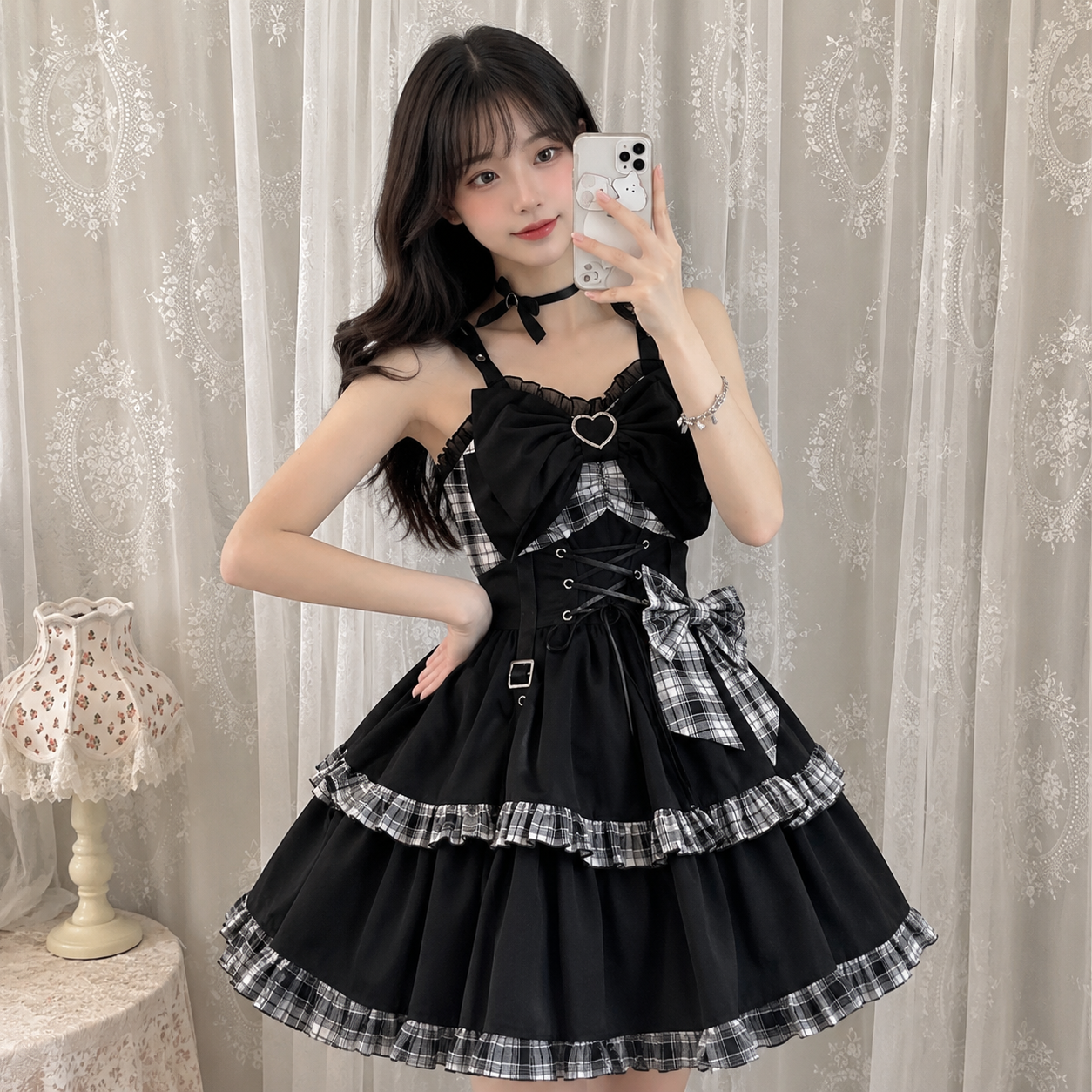 gothic lolita black and white dress Punk Princess Gothic Lolita Black Red Women's Dress – Kawaiies