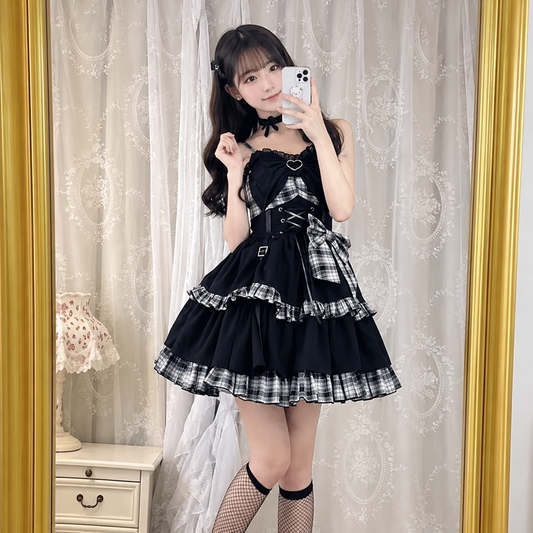 Punk Princess Gothic Lolita Black Red Women's Dress