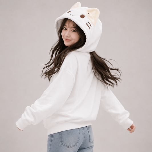 Kawaiies Collection - Apparel - Creamy Neko Cat Unisex Zip Up Hoodie