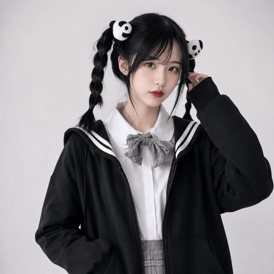 Kawaiies Collection - Apparel - Kawaii Black Sailor Academy Unisex Zip Up Hoodie