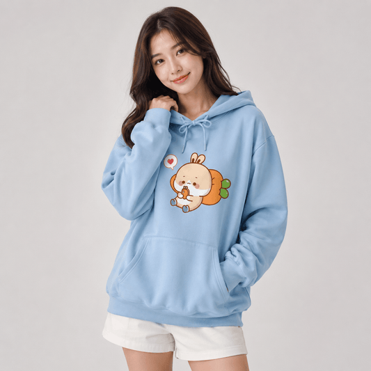 Kawaiies Collection - Apparel - Cream Bunny Carrot Mobile Unisex Hoodies