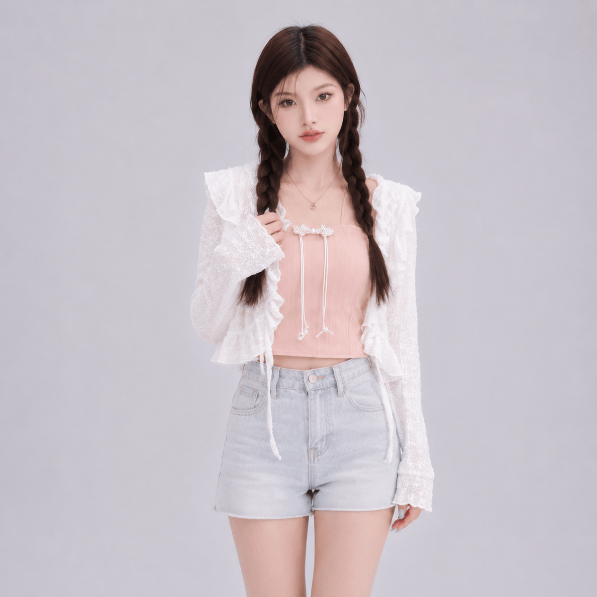 Kawaiies Collection - Apparel - Sweet Summer Ruffle Blouse Cardigan