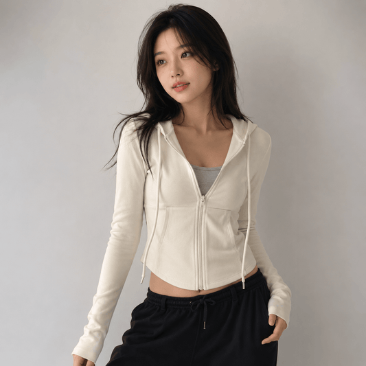 Kawaiies Collection - Apparel - Cropped Soft Stretch Zip-Up Hoodie