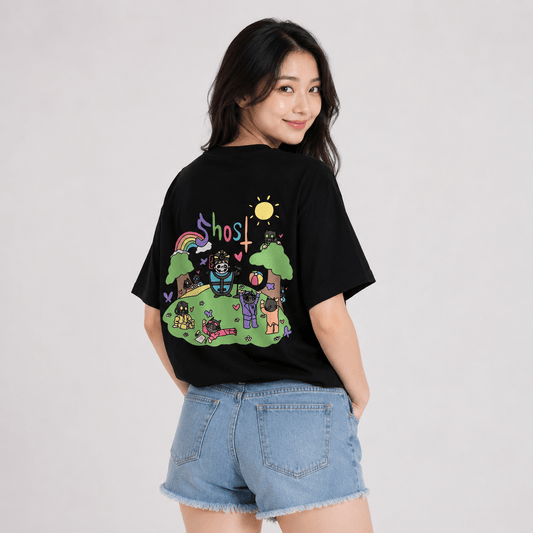 Kawaiies Collection - Apparel - Cute Ghost Band Illustration Unisex Tee