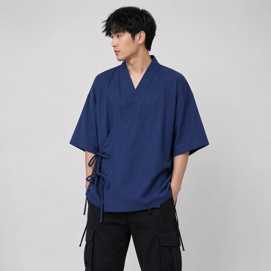 Japanese-themed Minimal Plain Men’s Kimono Jacket
