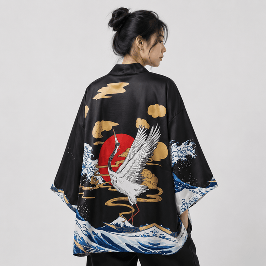 Kawaiies Collection - Kimono - Fox Cranes Dragon Japanese Women Kimono Robe Cardigan