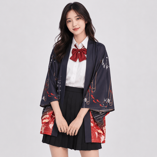 Kawaiies Collection - Kimono - Japanese Great Koi of Torii Gate Women's Kimono Cardigan