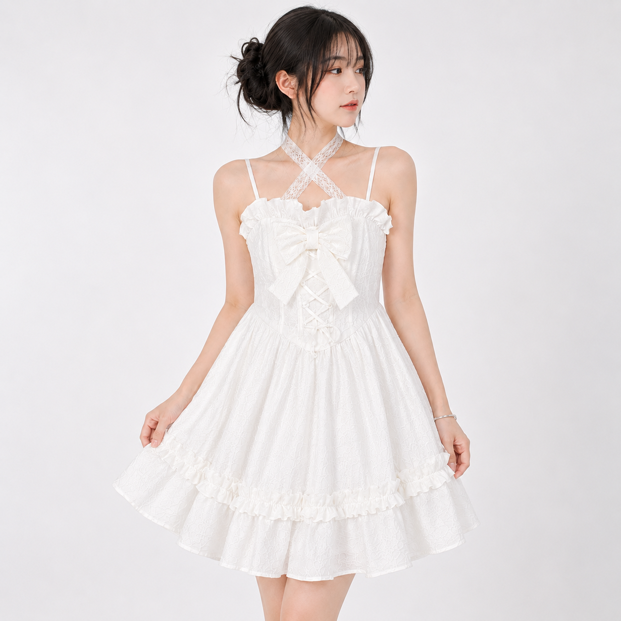 white lolita dress - Winter Include Sweet Lolita Outfits White Color
