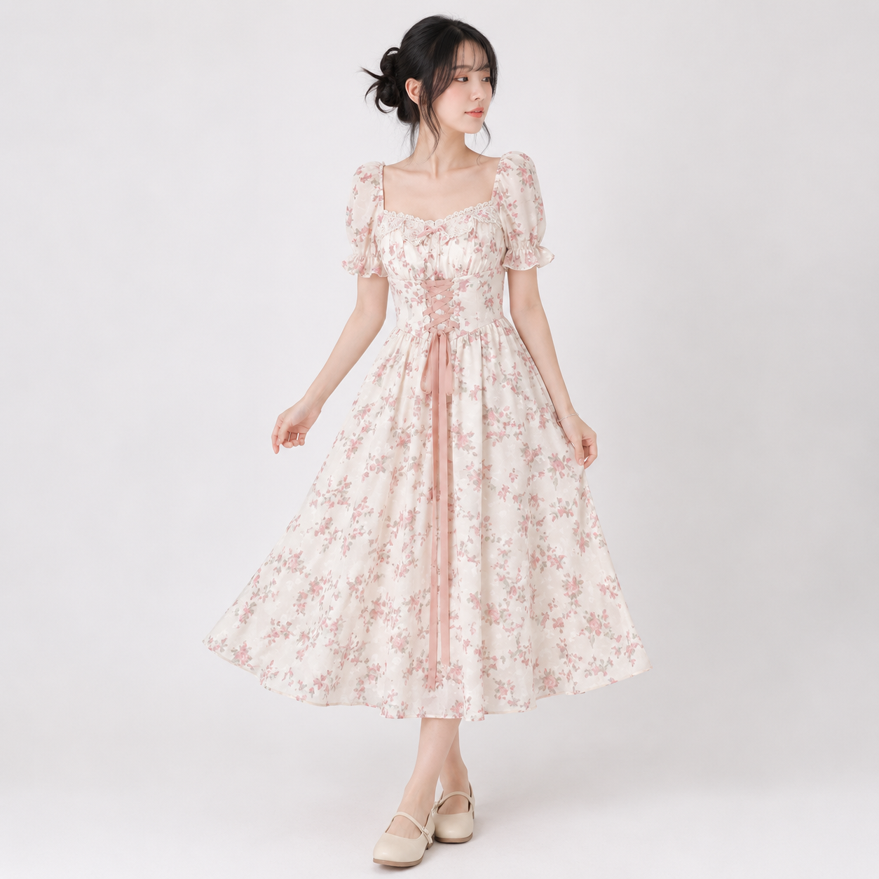lace milkmaid dress Floral Lace Cotton Milkmaid Maxi Dress