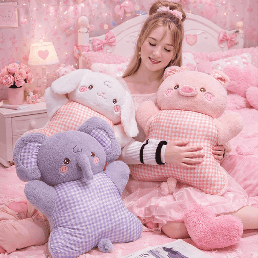 Kawaiies Collection - Soft toy - Cozy Pastel Animal Cuddle Cushions