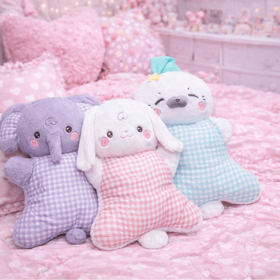 Kawaiies Collection - Soft toy - Cozy Pastel Animal Cuddle Cushions