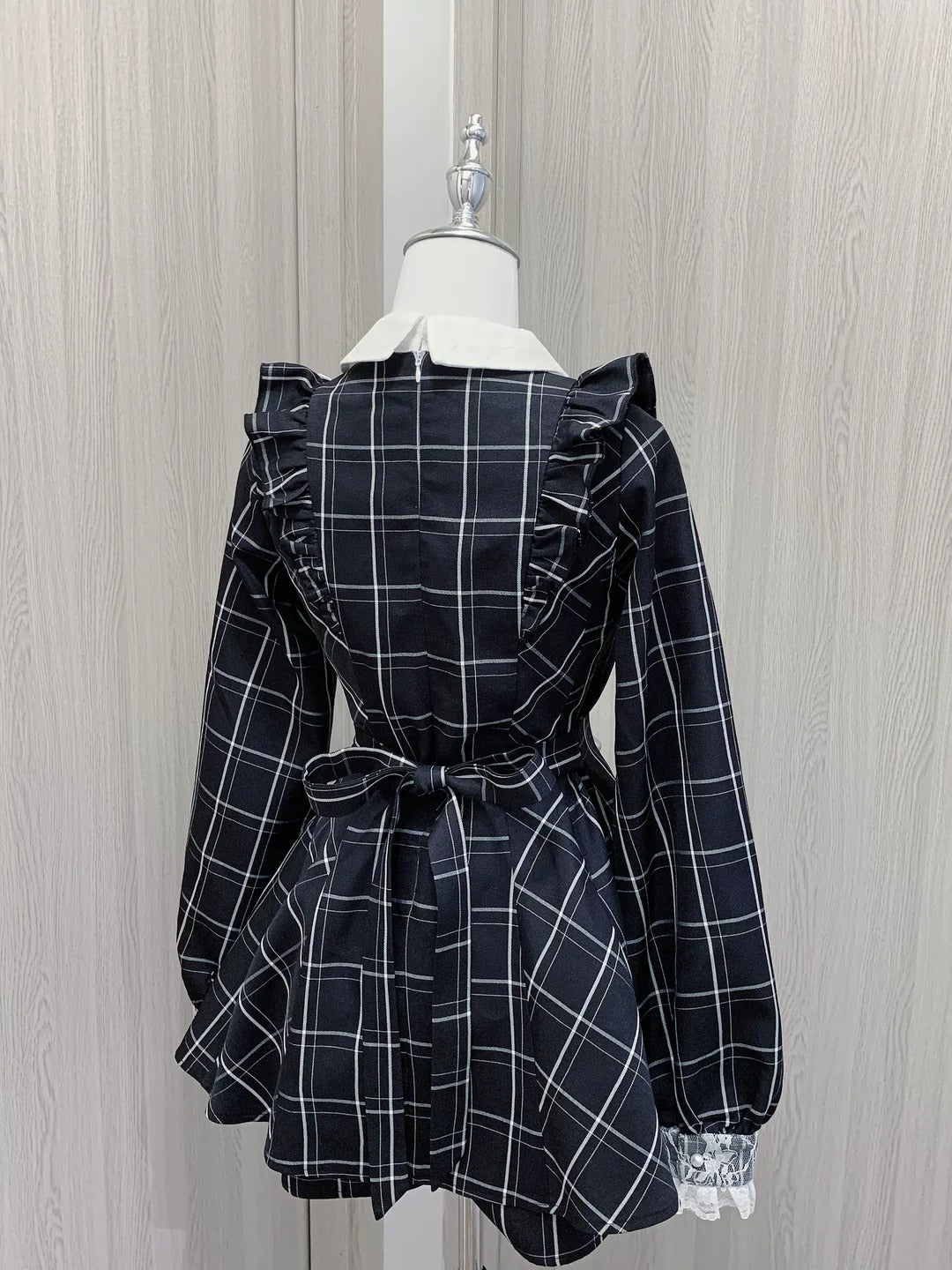 Harajuku Black Plaid Hearts Laced Lolita Women's Dress
