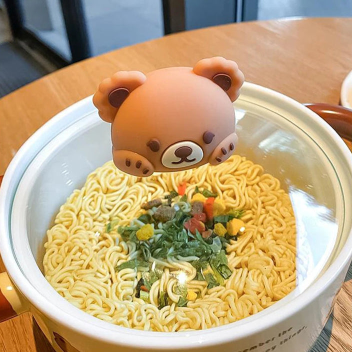 Kawaii Bear Giant Ceramic Ramen Bowl with Lid (750ML)