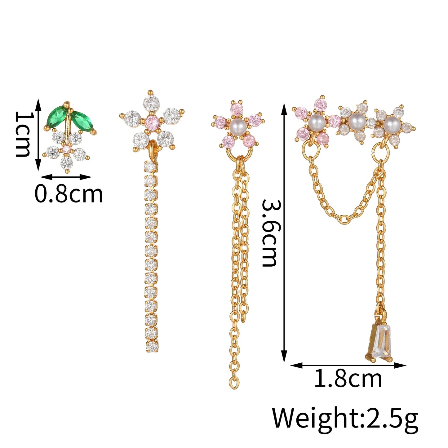 Flowery Dreams 18k Gold-plated Earrings (4pc Set)
