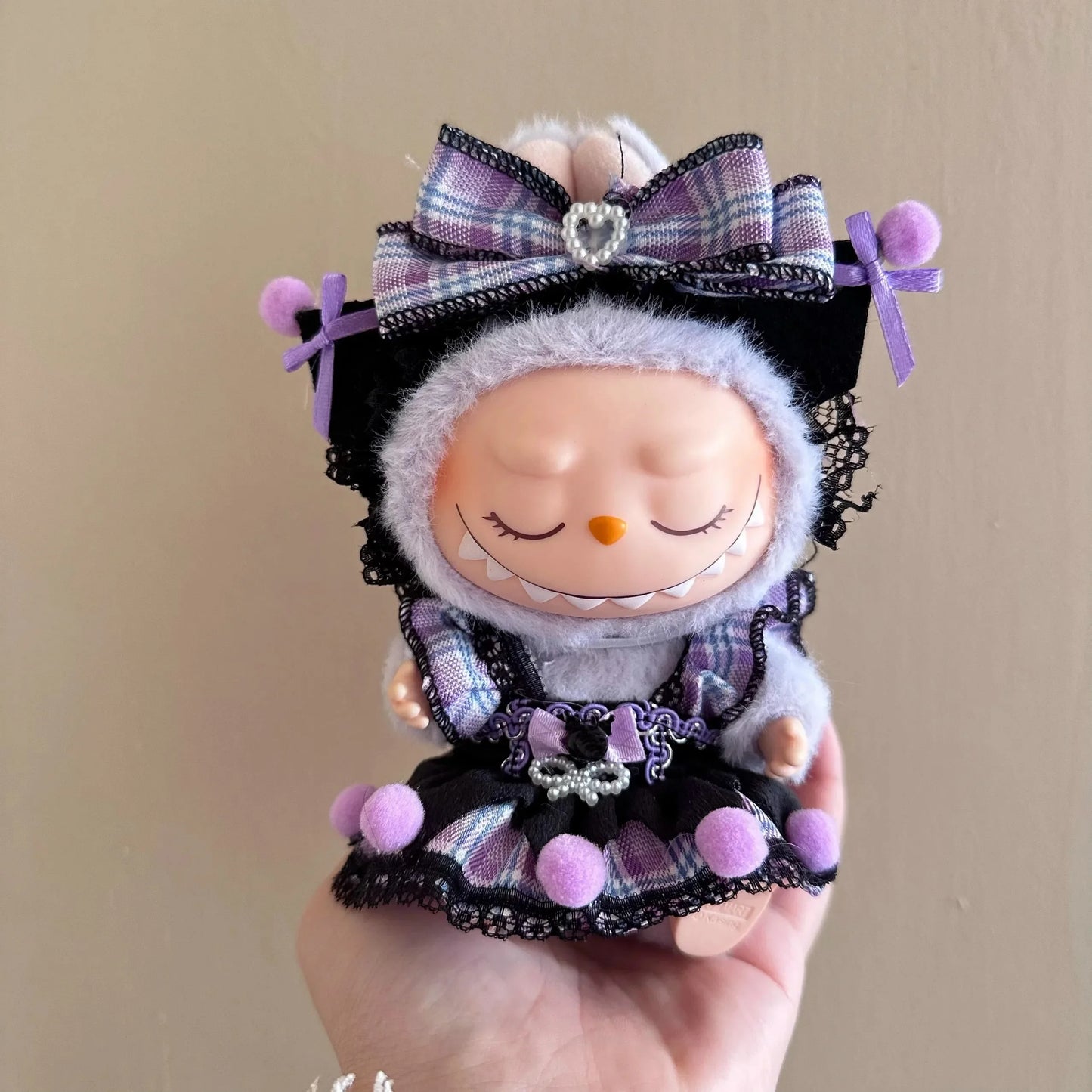 Dark Lolita Ribbon Dress Labubu Doll Outfits