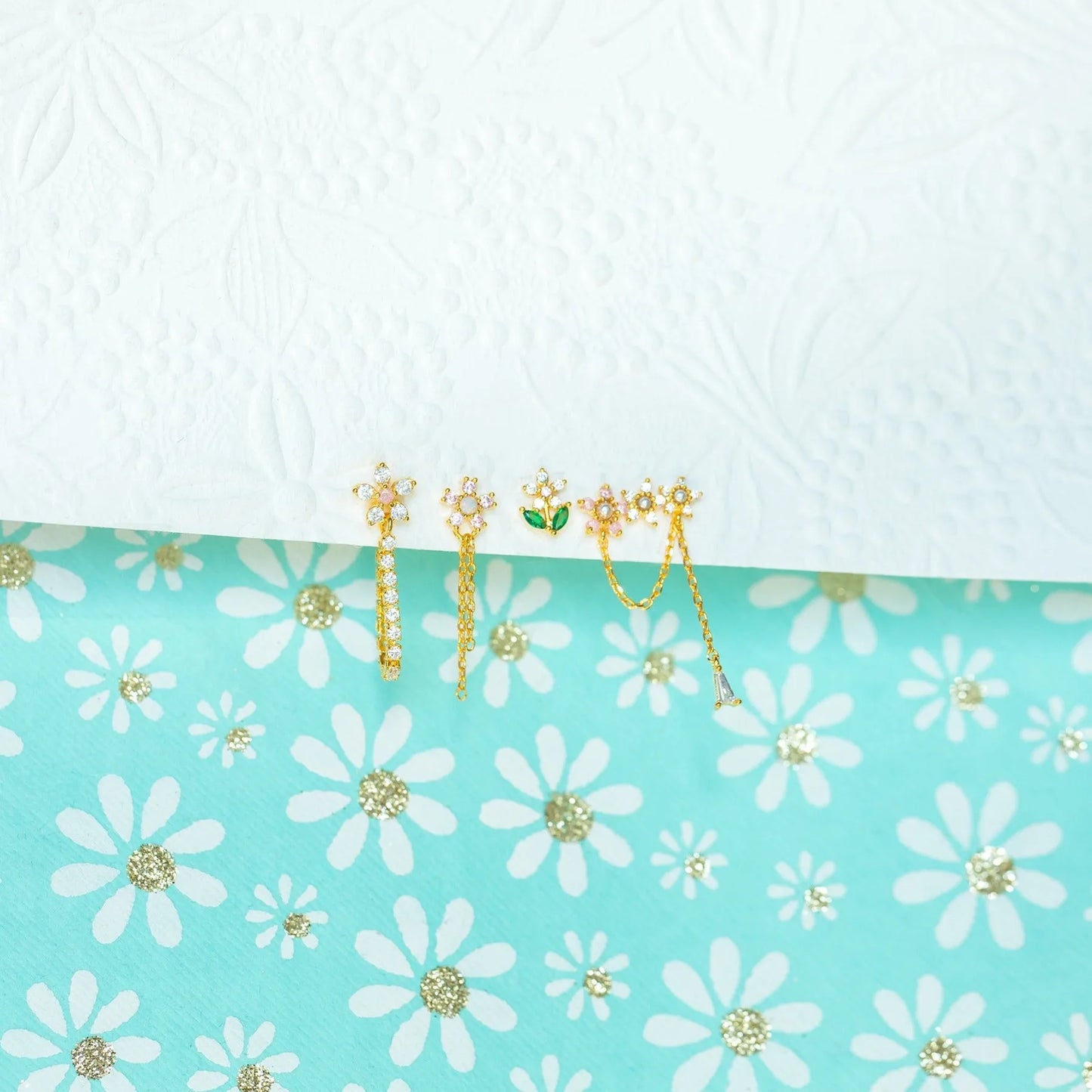 Flowery Dreams 18k Gold-plated Earrings (4pc Set)