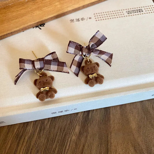 Cocoa Bear Ribbon Earrings