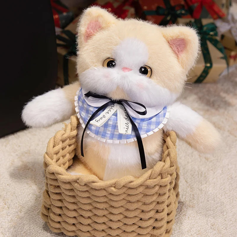 Kawaii Cat Plush Family with Collar