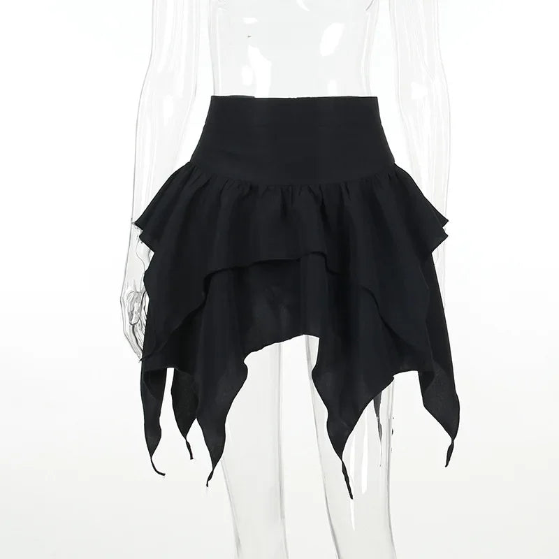Gothic Witch Punk Irregular Black Skirt