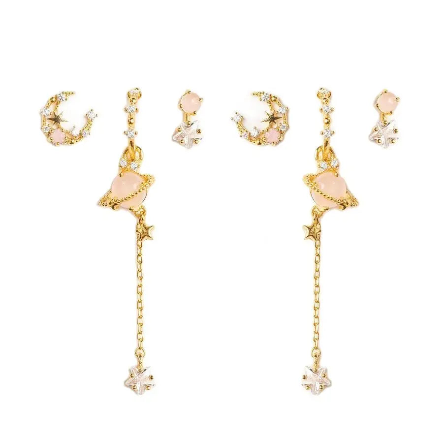 Galaxy Bloom 18k Gold-plating Earrings (6pc Set)