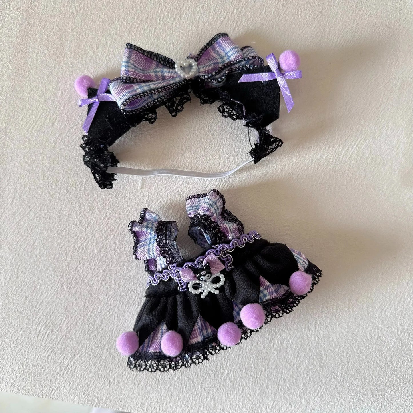 Dark Lolita Ribbon Dress Labubu Doll Outfits