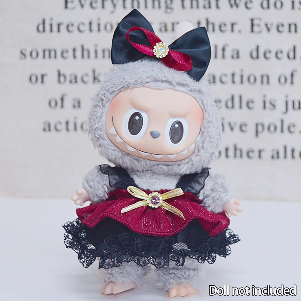 Dark Lolita Ribbon Dress Labubu Doll Outfits
