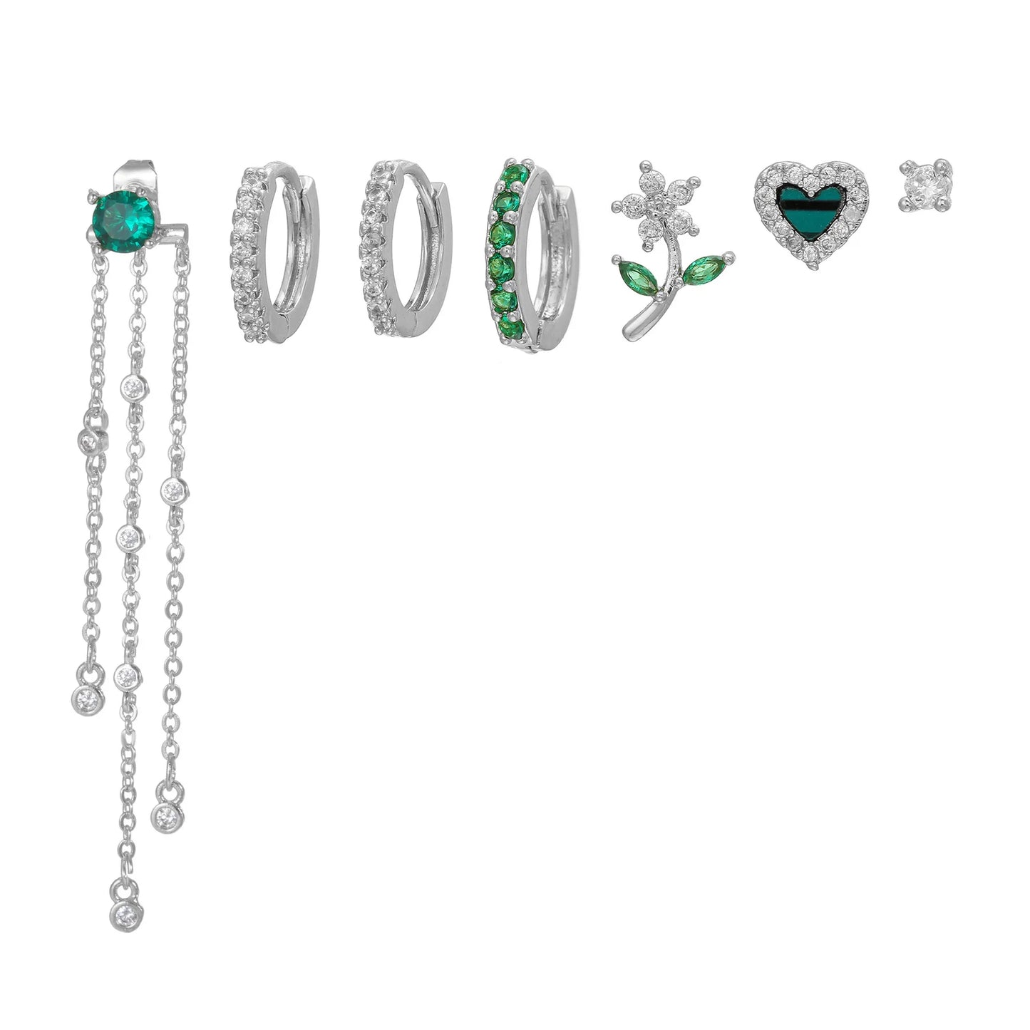 Emerald Bloom 18k Gold-Plated Earring Set