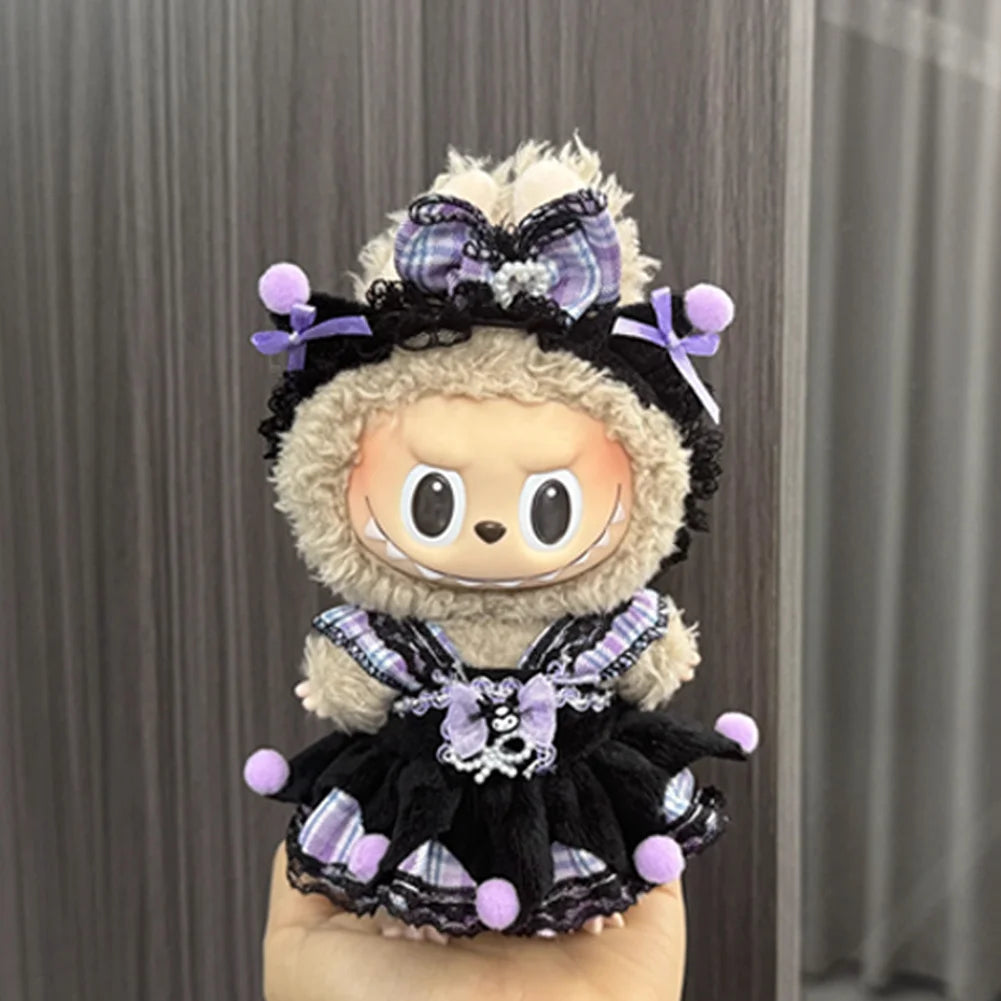 Dark Lolita Ribbon Dress Labubu Doll Outfits