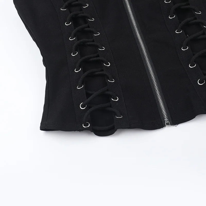Midnight Gothic Corset Zip Up Women's Top