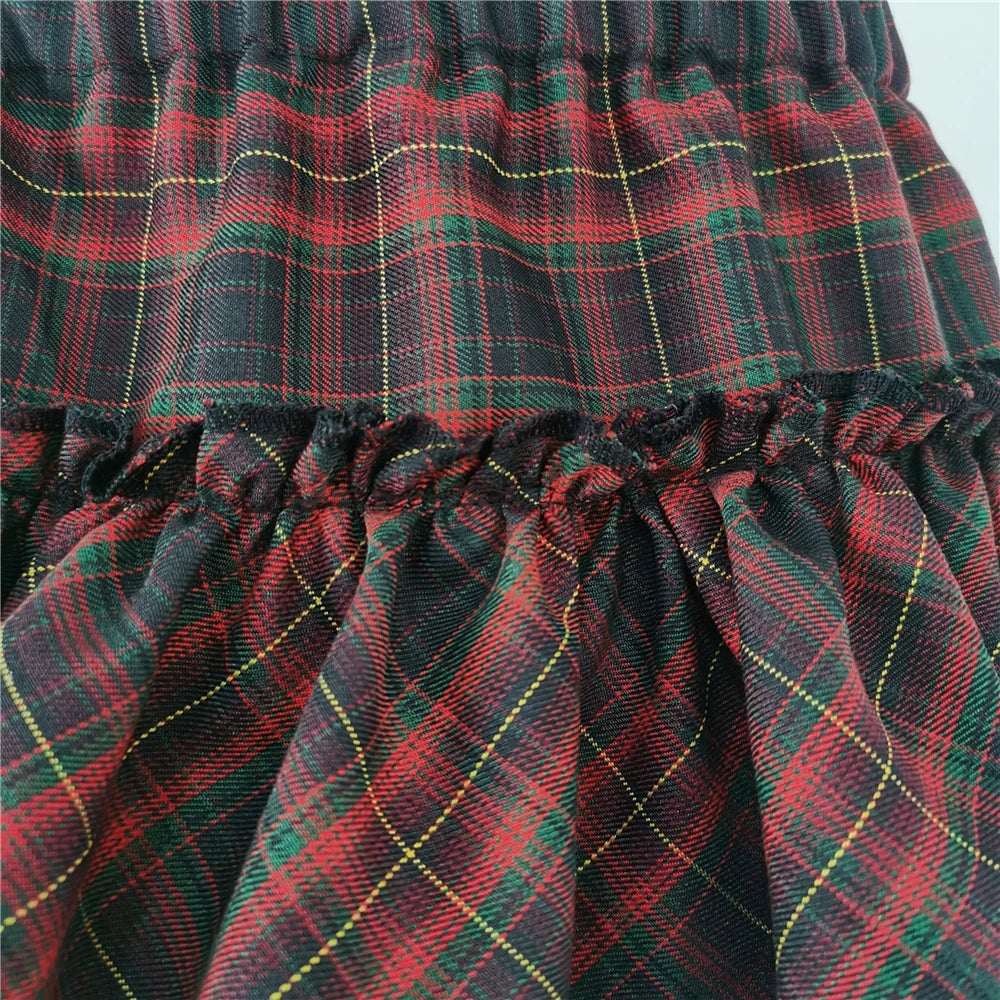Harajuku Punk Princess Pink Red Plaid Pleated Skirt