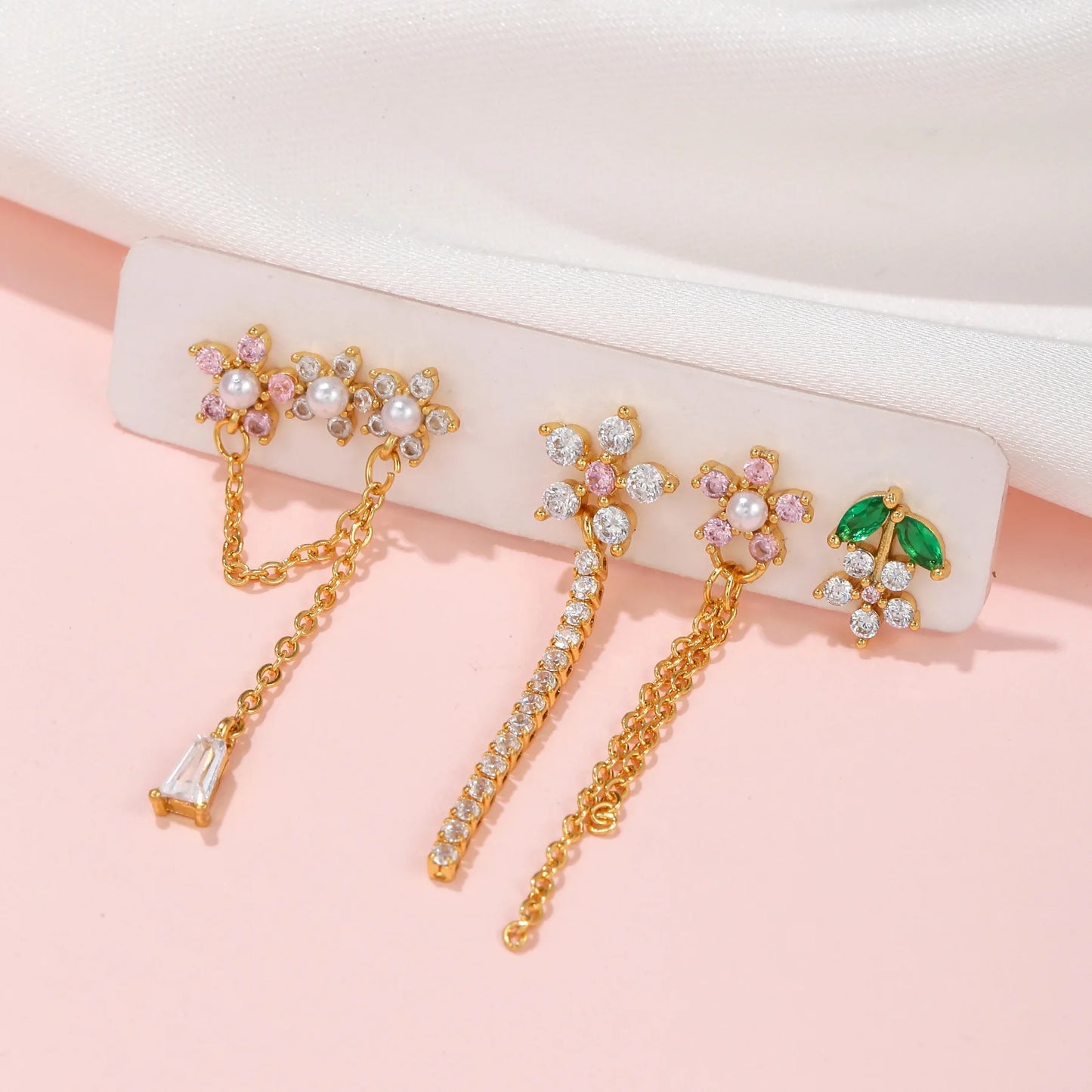 Flowery Dreams 18k Gold-plated Earrings (4pc Set)