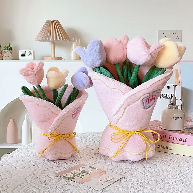 Pastel Tulip Plush Flower Bouquet