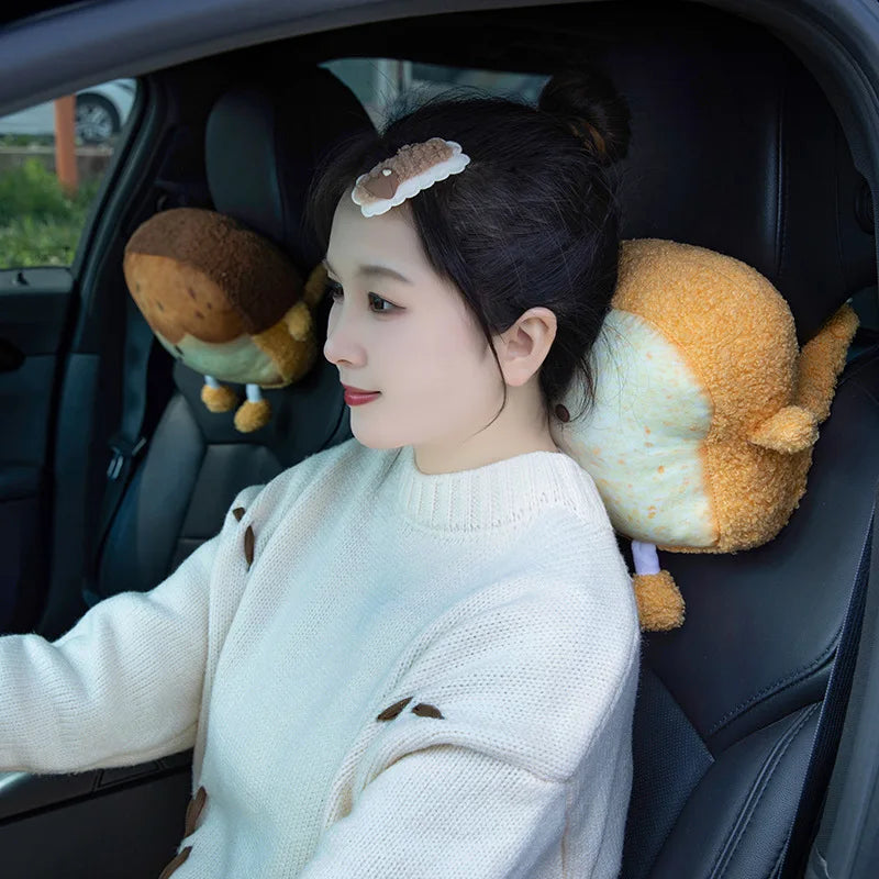 Emoji Toast Bread Friends Car Headrest Plush