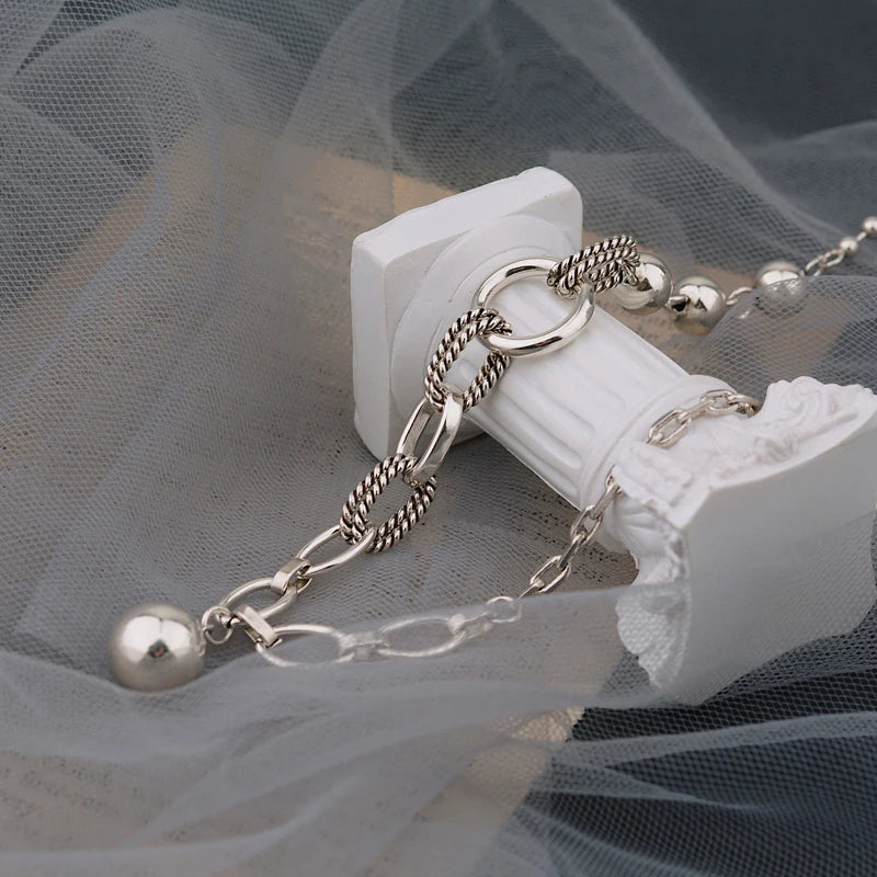 925 Sterling Silver Luna Link Pearl Necklace