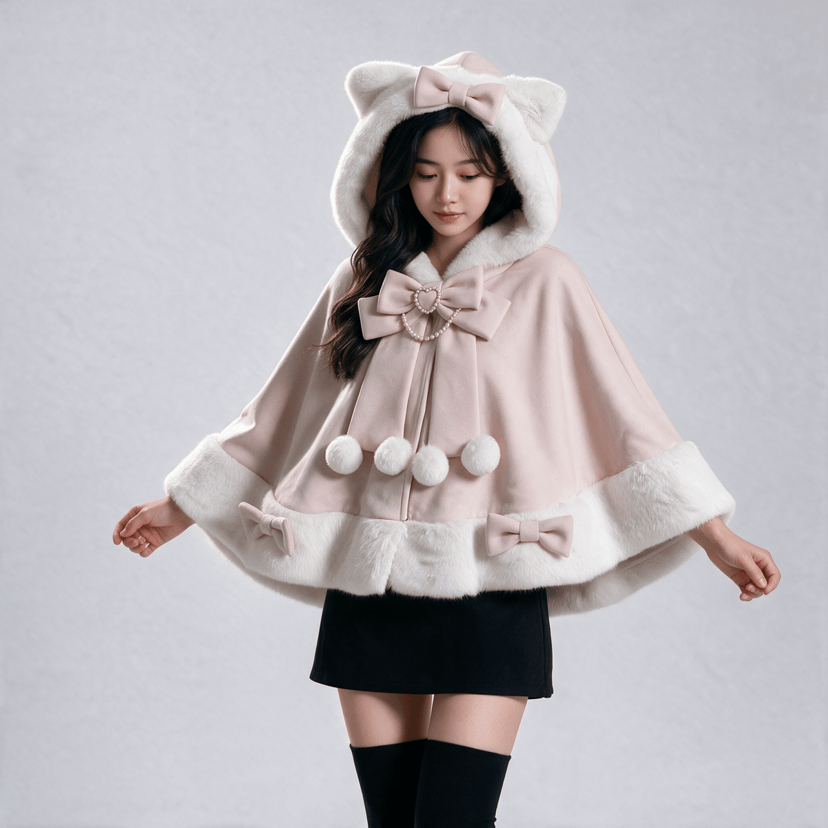 Kawaiies Collection - Apparel - Japanese Kawaii Cat Faux Fur Lolita Poncho