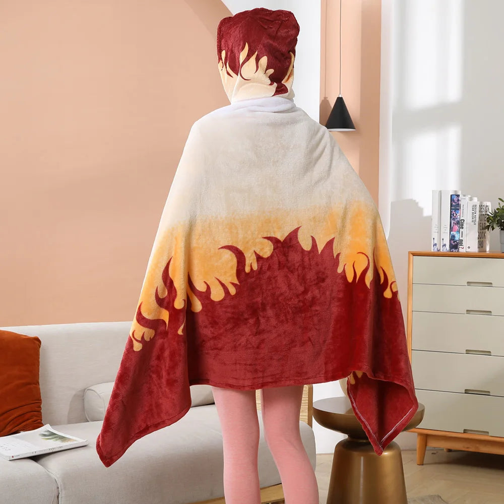 kawaiies-softtoys-plushies-kawaii-plush-Anime Demon Slayer Hooded Cape Blanket Apparel Yoriichi 100 x 160cm (39 x 63 in)