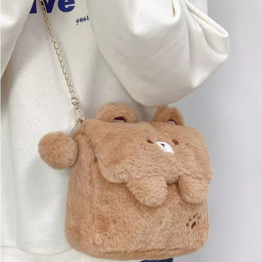 kawaiies-softtoys-plushies-kawaii-plush-Bear Bunny Shoulder Crossbody Bag Bag Brown