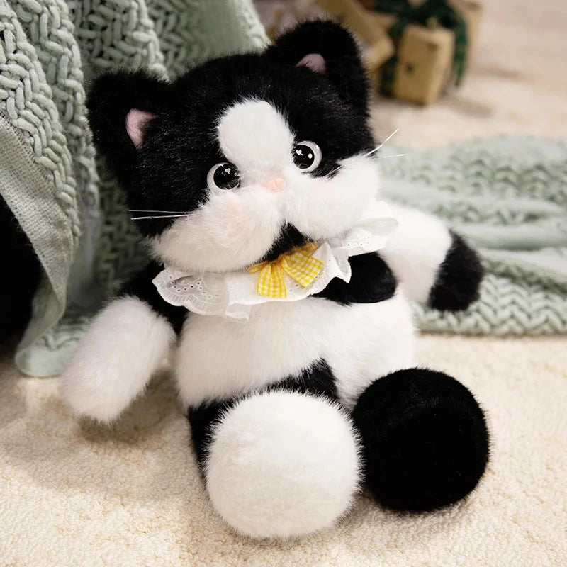 kawaiies-softtoys-plushies-kawaii-plush-Big-eyed Calico Siamese Cat Plush Friends Soft toy 45cm Cow Cat with Bib