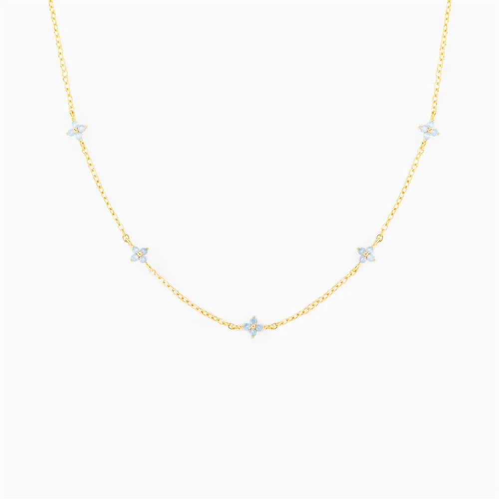 kawaiies-softtoys-plushies-kawaii-plush-Blooming Baby Blue Flower 18K Gold-Plated Necklace Jewelry Gold (Station)