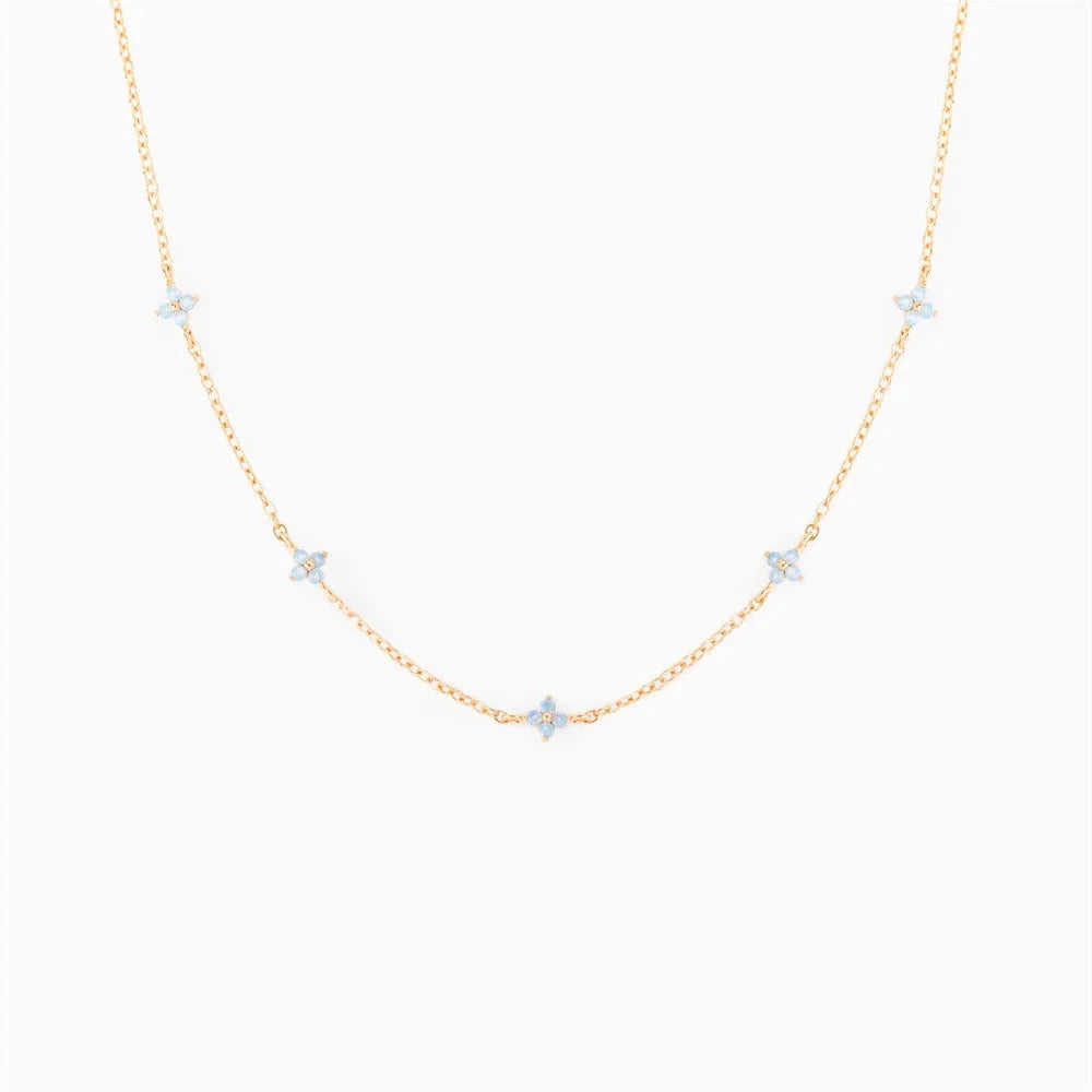kawaiies-softtoys-plushies-kawaii-plush-Blooming Baby Blue Flower 18K Gold-Plated Necklace Jewelry Rose Gold (Station)