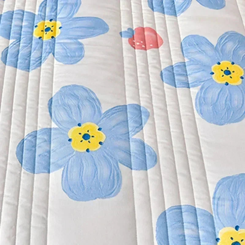 kawaiies-softtoys-plushies-kawaii-plush-Blue Floral Strawberries Polyester Quilt Blanket Comforter Set Home Decor