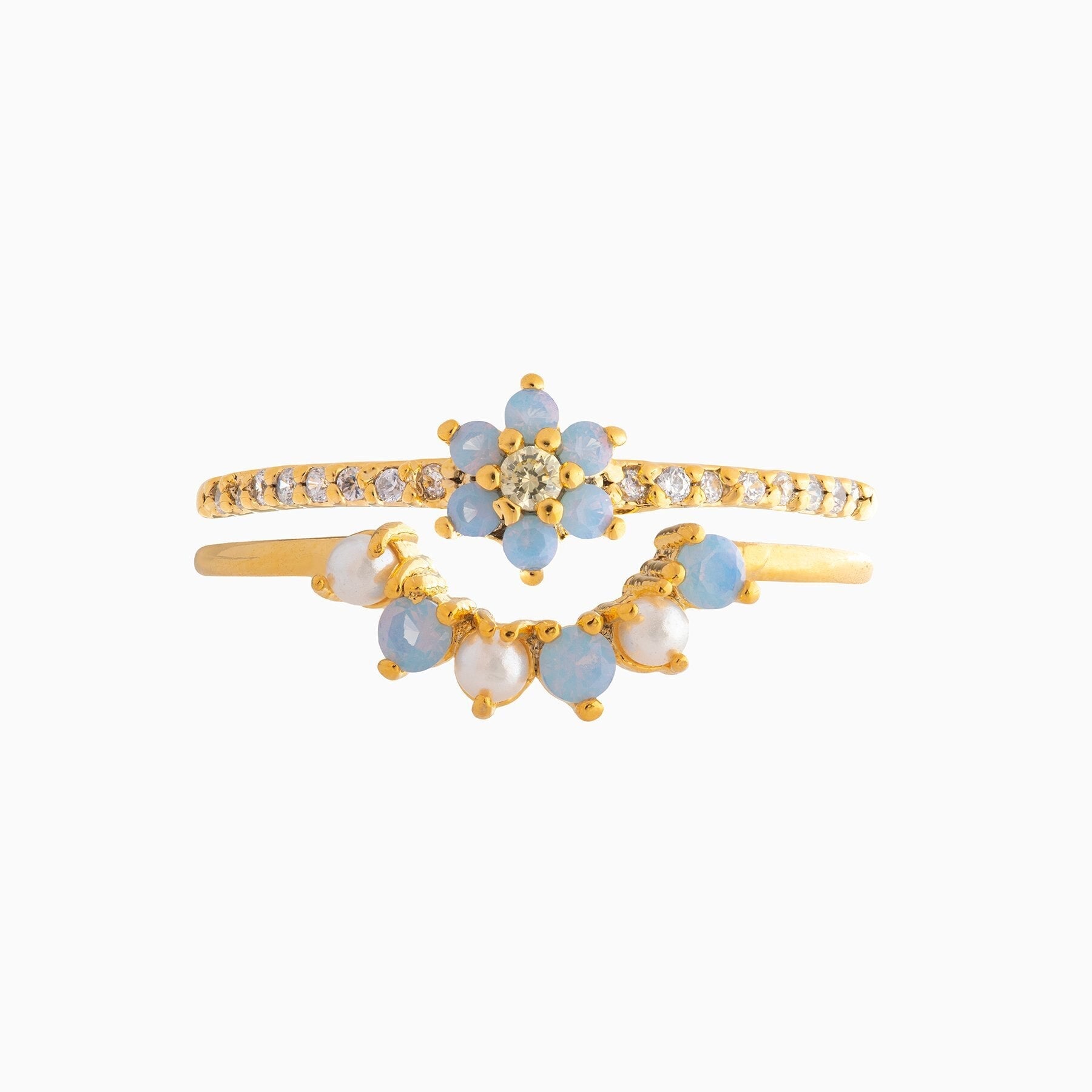 kawaiies-softtoys-plushies-kawaii-plush-Blue Flower Beaded Gold-plated Rings Ring