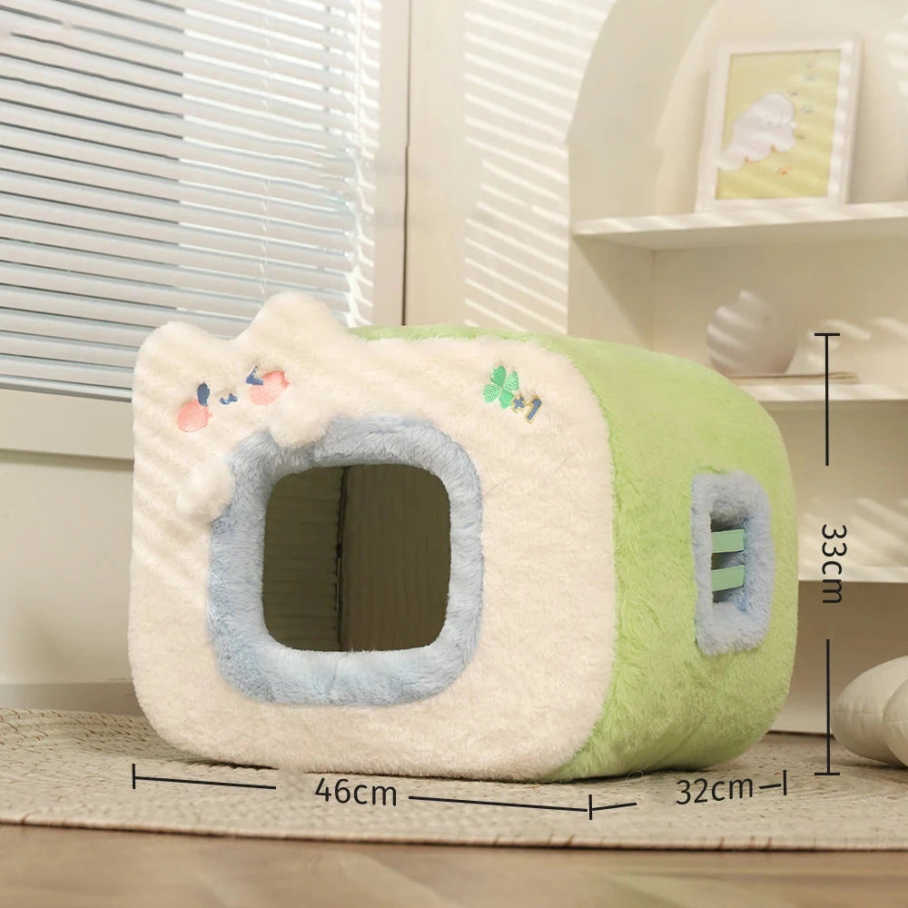 kawaiies-softtoys-plushies-kawaii-plush-Blue Green Television Pet Bed House Pet Beds