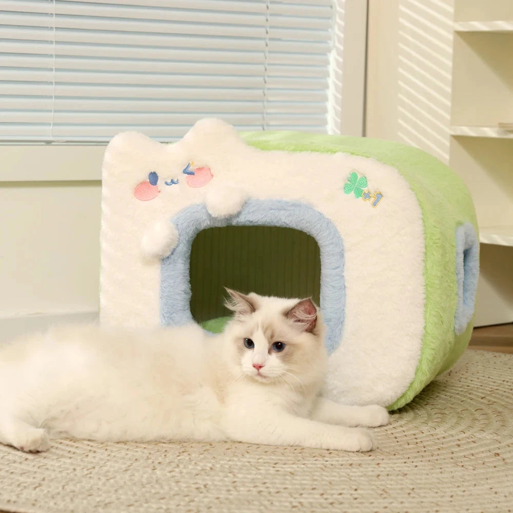 kawaiies-softtoys-plushies-kawaii-plush-Blue Green Television Pet Bed House Pet Beds
