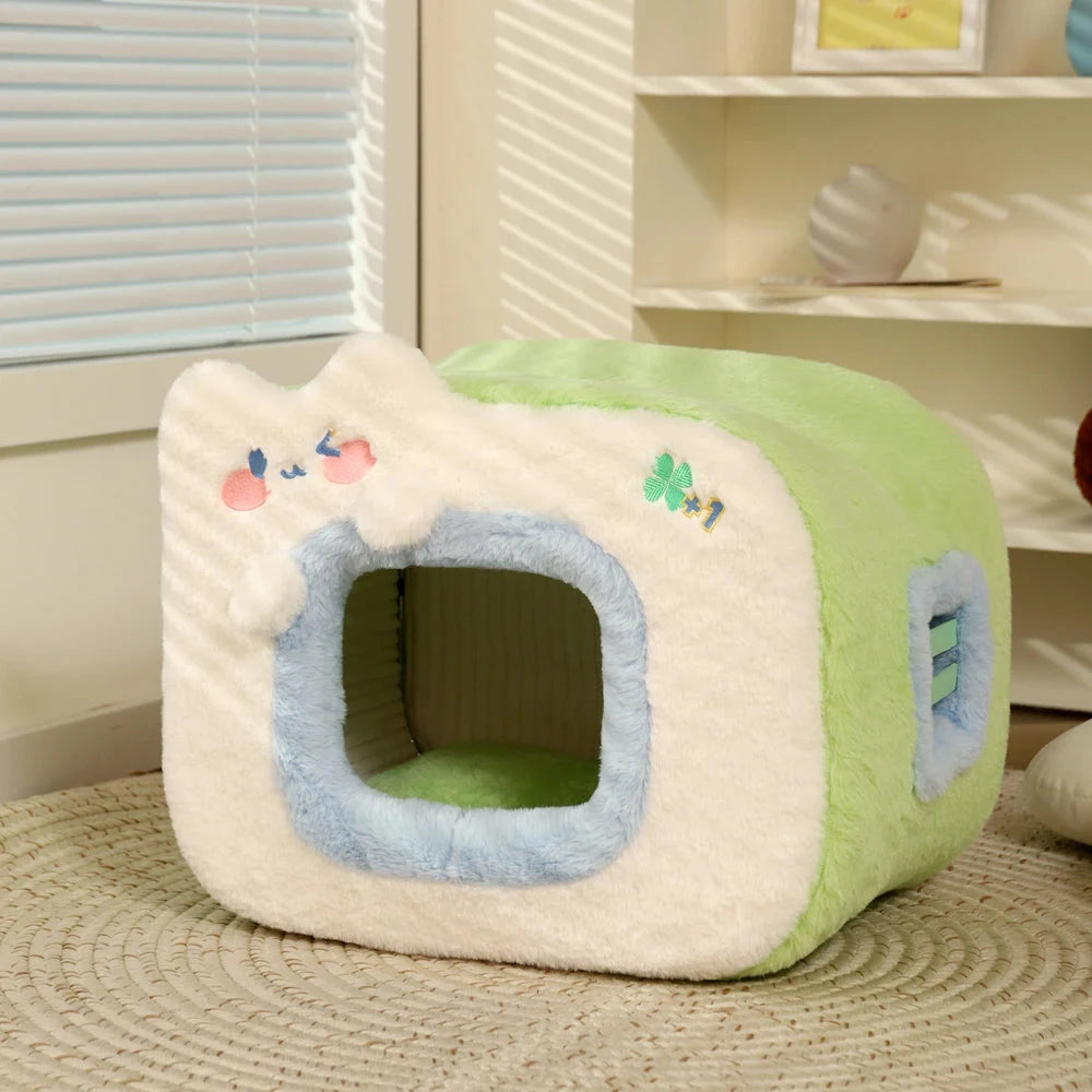 kawaiies-softtoys-plushies-kawaii-plush-Blue Green Television Pet Bed House Pet Beds Green